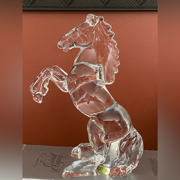 Cristal d’Arques France lead crystal cheval rearing horse statue NEW- RARE!